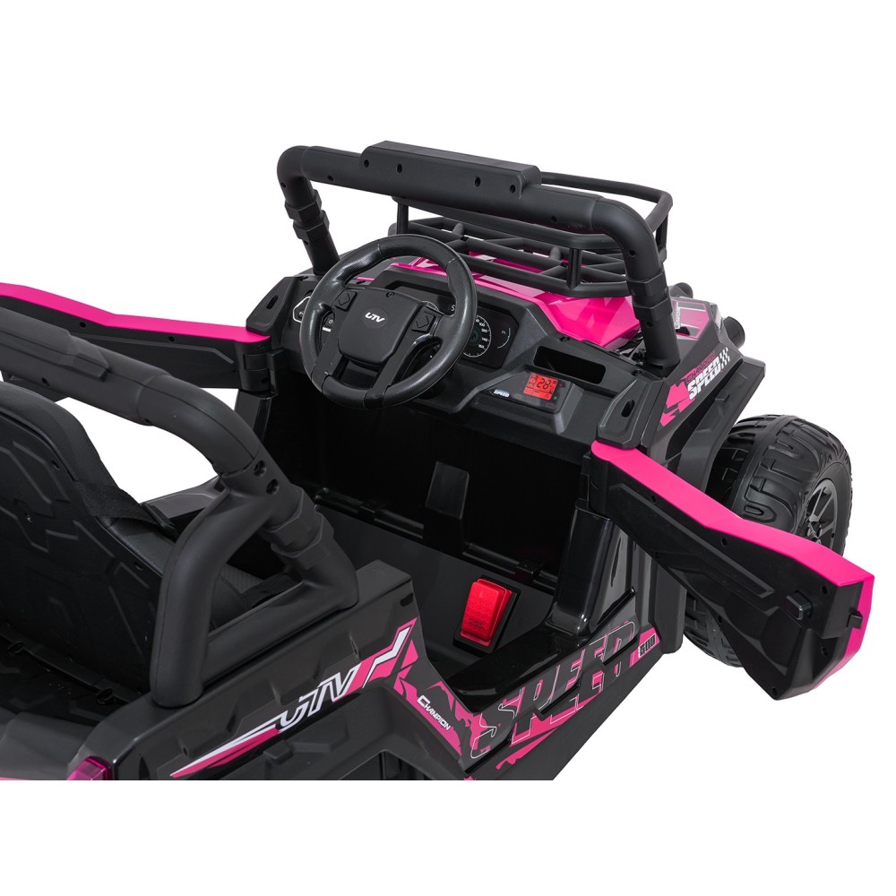 JOKO Elektrické autíčko Terénne Buggy UTV LIFT 4x100W, penové kolesá, kožené sedadlo, ružové