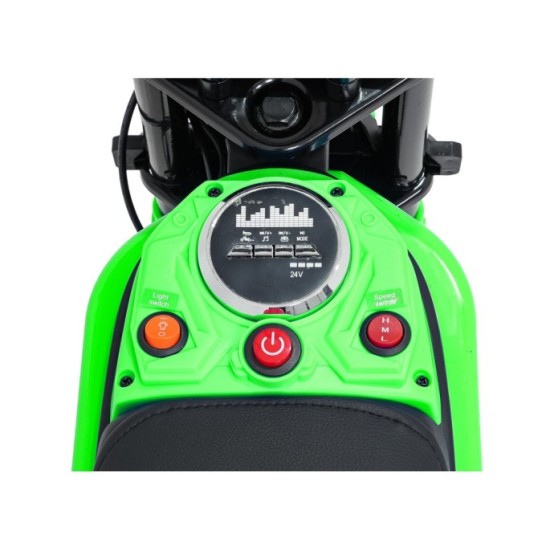 JOKO Elektrická Motorka RZ56 MAX 350W s Reťazovým Pohonom 24V, Nafukovacie kolesá, Kožené sedadlo, nosnosť 65kg, zelená