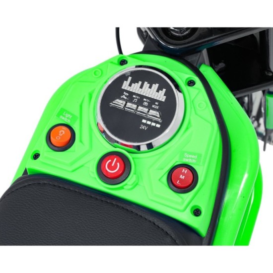 JOKO Elektrická Motorka RZ56 MAX 350W s Reťazovým Pohonom 24V, Nafukovacie kolesá, Kožené sedadlo, nosnosť 65kg, zelená