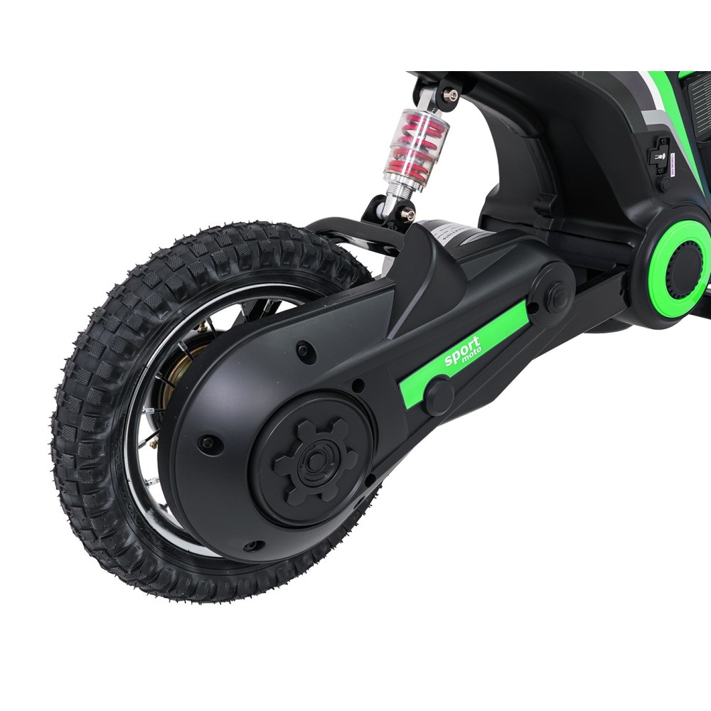 JOKO Elektrická Motorka RZ56 MAX 350W s Reťazovým Pohonom 24V, Nafukovacie kolesá, Kožené sedadlo, nosnosť 65kg, zelená