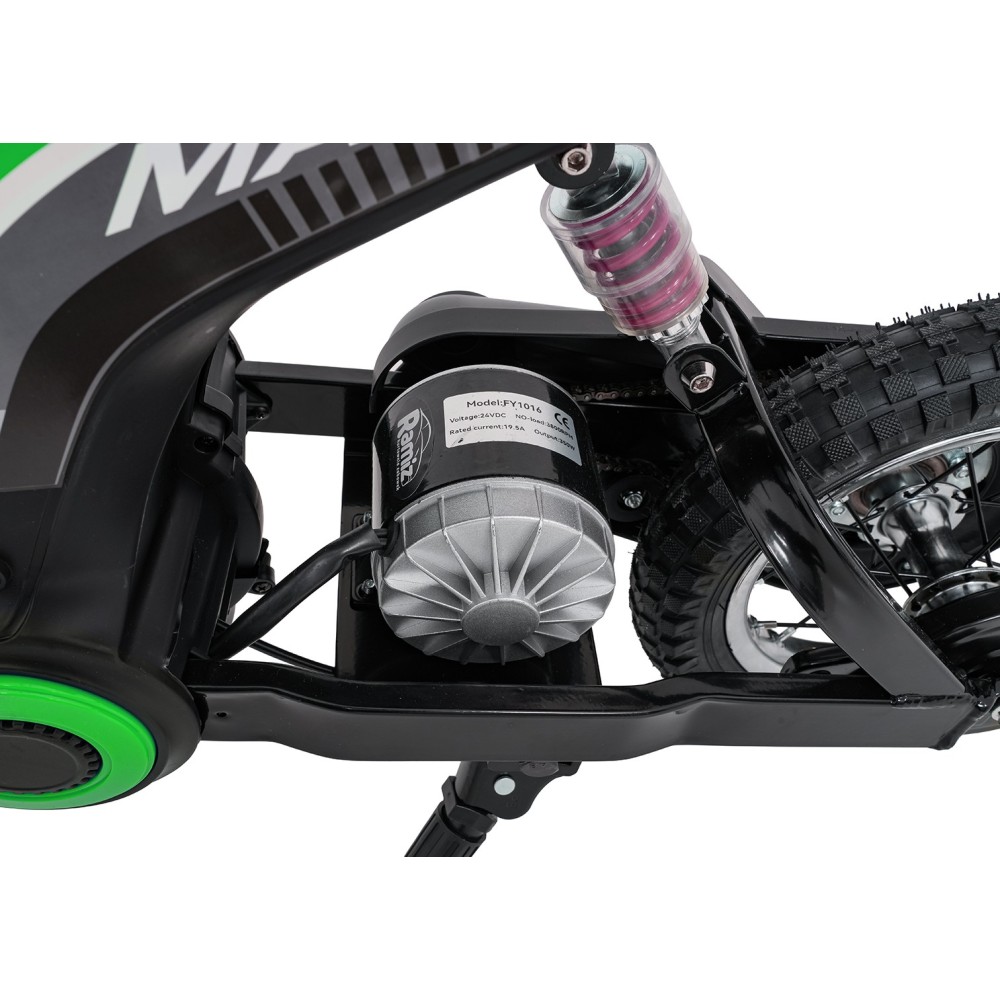 JOKO Elektrická Motorka RZ56 MAX 350W s Reťazovým Pohonom 24V, Nafukovacie kolesá, Kožené sedadlo, nosnosť 65kg, zelená