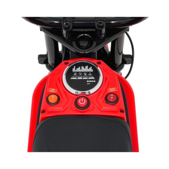 JOKO Elektrická Motorka RZ56 MAX 350W s Reťazovým Pohonom 24V, Nafukovacie kolesá, Kožené sedadlo, nosnosť 65kg, červená