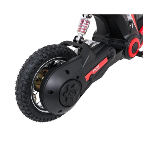 JOKO Elektrická Motorka RZ56 MAX 350W s Reťazovým Pohonom 24V, Nafukovacie kolesá, Kožené sedadlo, nosnosť 65kg, červená