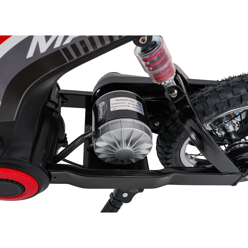 JOKO Elektrická Motorka RZ56 MAX 350W s Reťazovým Pohonom 24V, Nafukovacie kolesá, Kožené sedadlo, nosnosť 65kg, červená