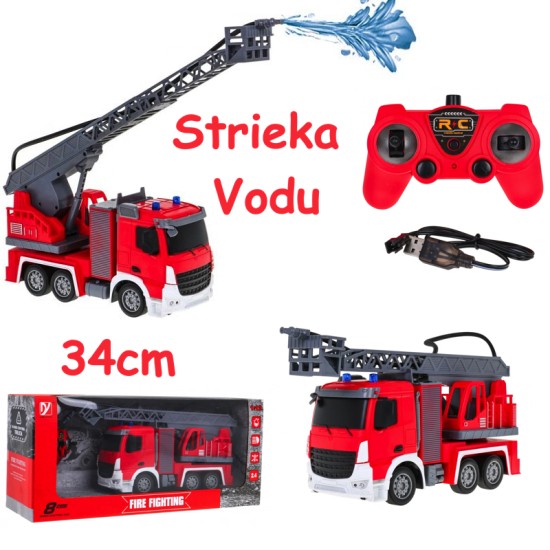 JOKO RC Hasičské auto so Striekajúcou VOODU na diaľkové ovládanie + svetlo a zvuk