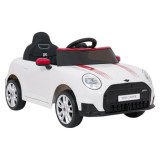 JOKO Elektrické autíčko Mini Cooper, penové kolesá, kožené sedadlo, biele
