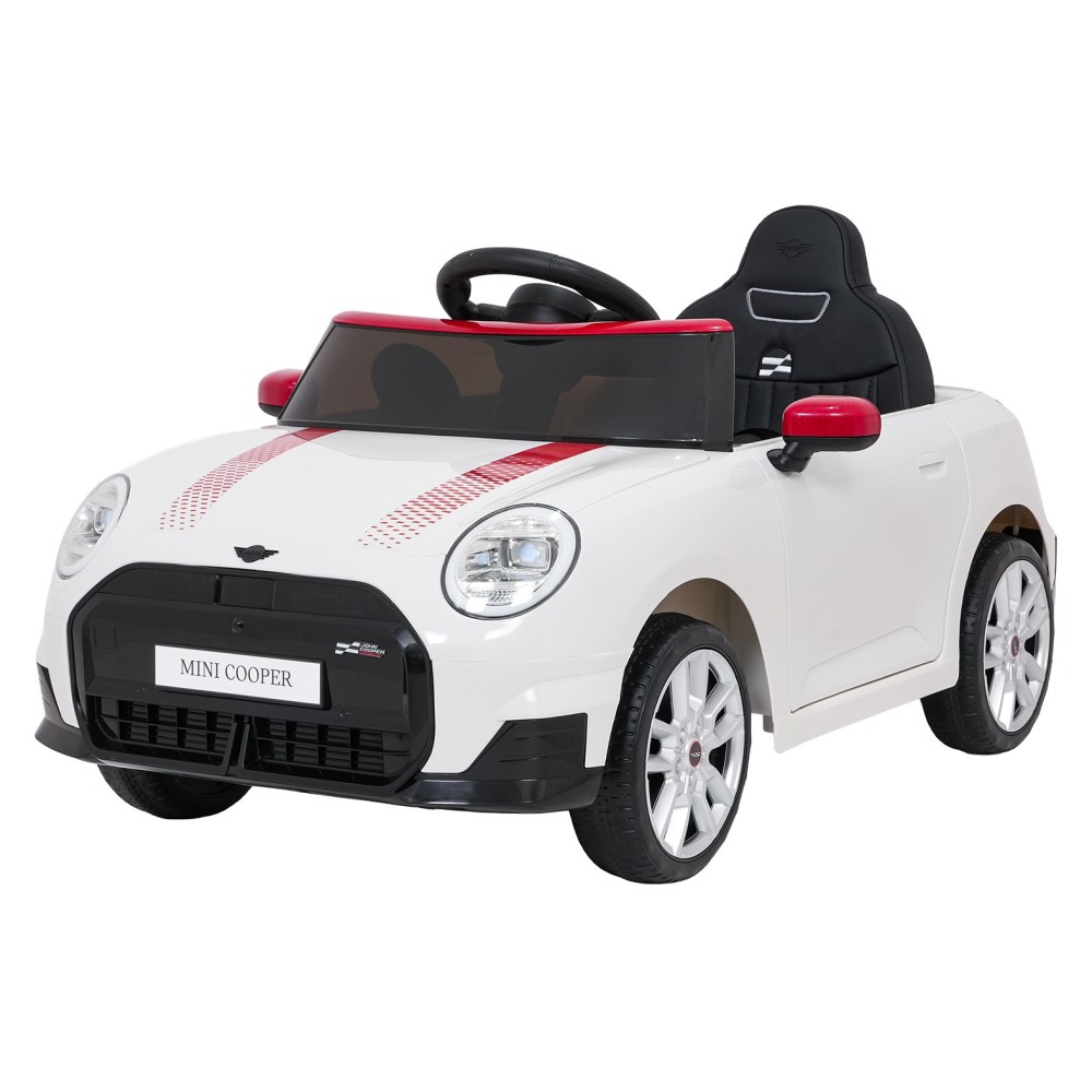 JOKO Elektrické autíčko Mini Cooper, penové kolesá, kožené sedadlo, biele