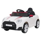 JOKO Elektrické autíčko Mini Cooper, penové kolesá, kožené sedadlo, biele