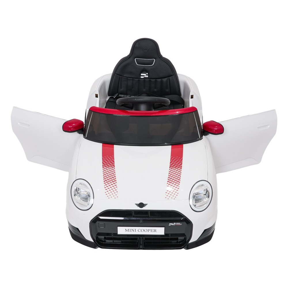 JOKO Elektrické autíčko Mini Cooper, penové kolesá, kožené sedadlo, biele