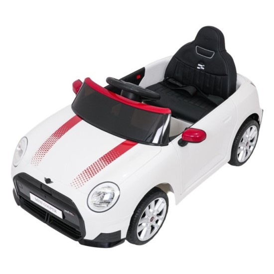 JOKO Elektrické autíčko Mini Cooper, penové kolesá, kožené sedadlo, biele