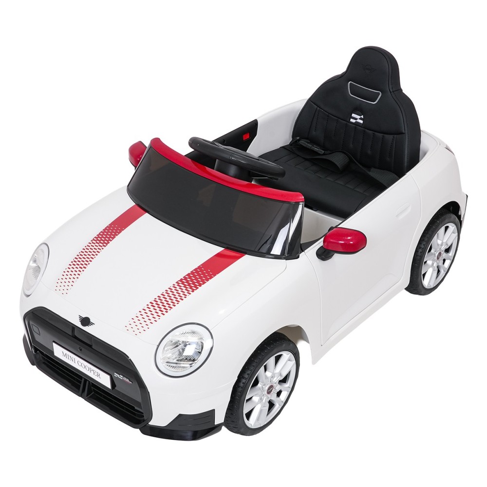 JOKO Elektrické autíčko Mini Cooper, penové kolesá, kožené sedadlo, biele