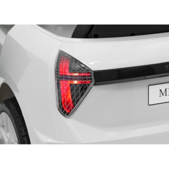 JOKO Elektrické autíčko Mini Cooper, penové kolesá, kožené sedadlo, biele