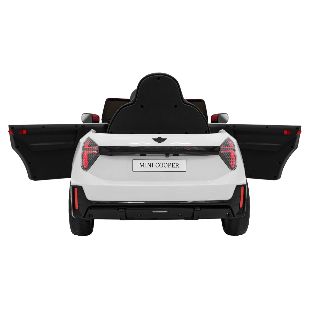 JOKO Elektrické autíčko Mini Cooper, penové kolesá, kožené sedadlo, biele