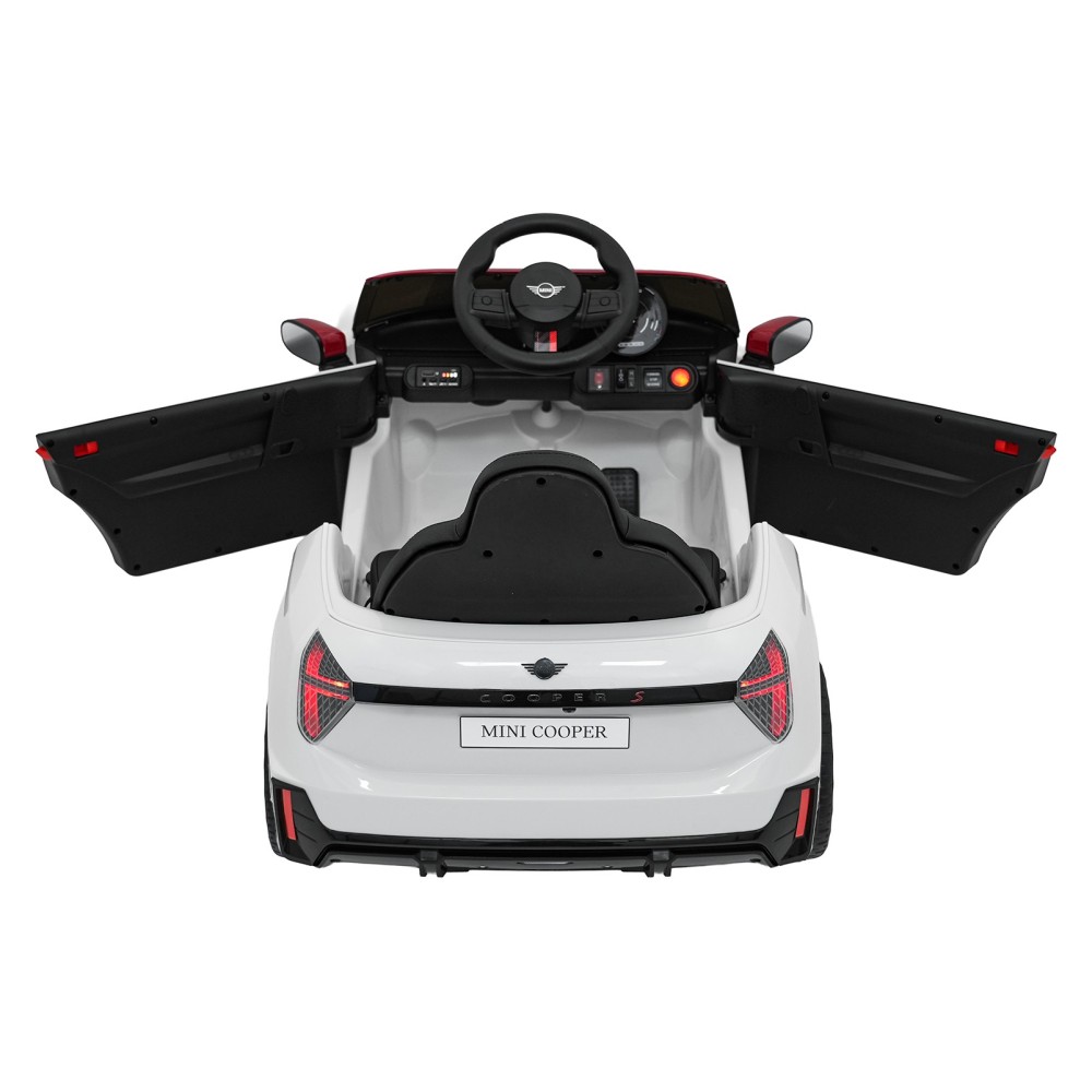 JOKO Elektrické autíčko Mini Cooper, penové kolesá, kožené sedadlo, biele
