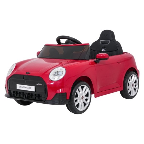 JOKO Elektrické autíčko Mini Cooper, penové kolesá, kožené sedadlo, červené