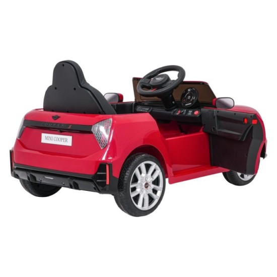 JOKO Elektrické autíčko Mini Cooper, penové kolesá, kožené sedadlo, červené