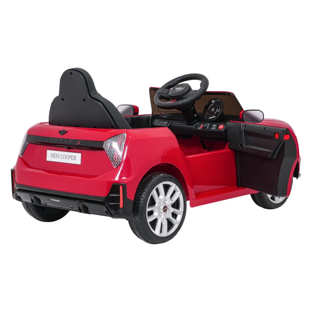 JOKO Elektrické autíčko Mini Cooper, penové kolesá, kožené sedadlo, červené