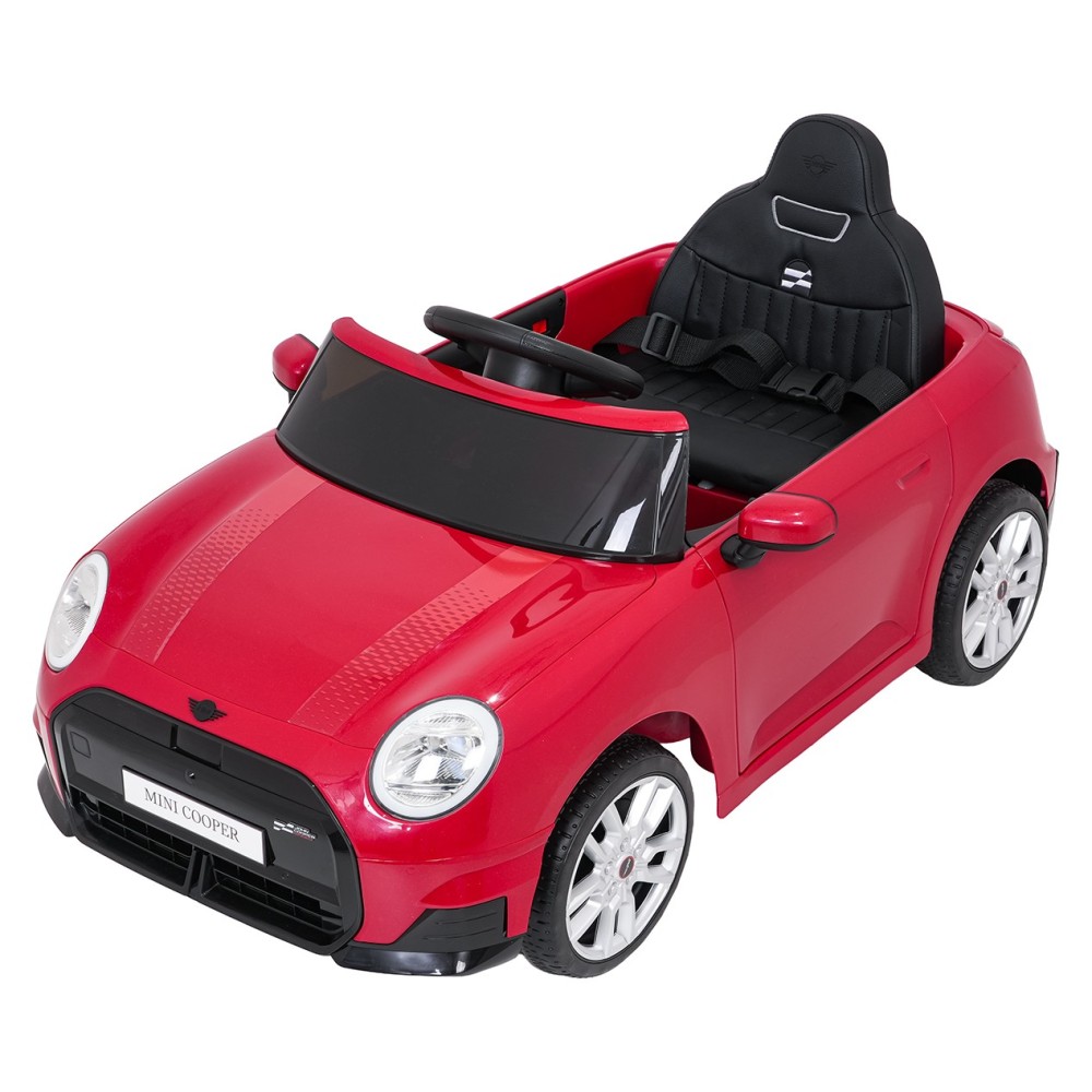 JOKO Elektrické autíčko Mini Cooper, penové kolesá, kožené sedadlo, červené