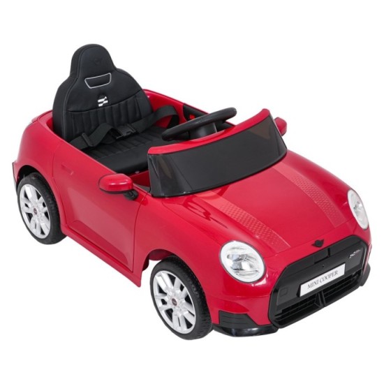 JOKO Elektrické autíčko Mini Cooper, penové kolesá, kožené sedadlo, červené