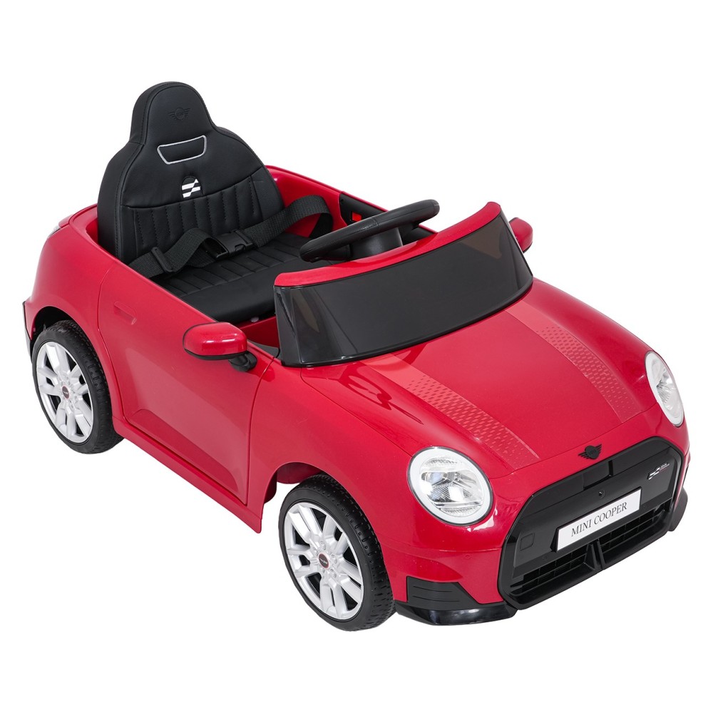 JOKO Elektrické autíčko Mini Cooper, penové kolesá, kožené sedadlo, červené