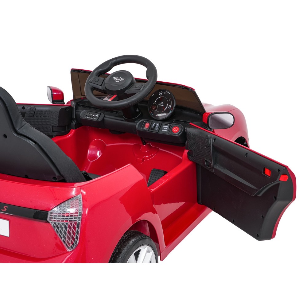 JOKO Elektrické autíčko Mini Cooper, penové kolesá, kožené sedadlo, červené