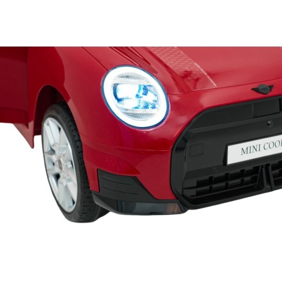 JOKO Elektrické autíčko Mini Cooper, penové kolesá, kožené sedadlo, červené