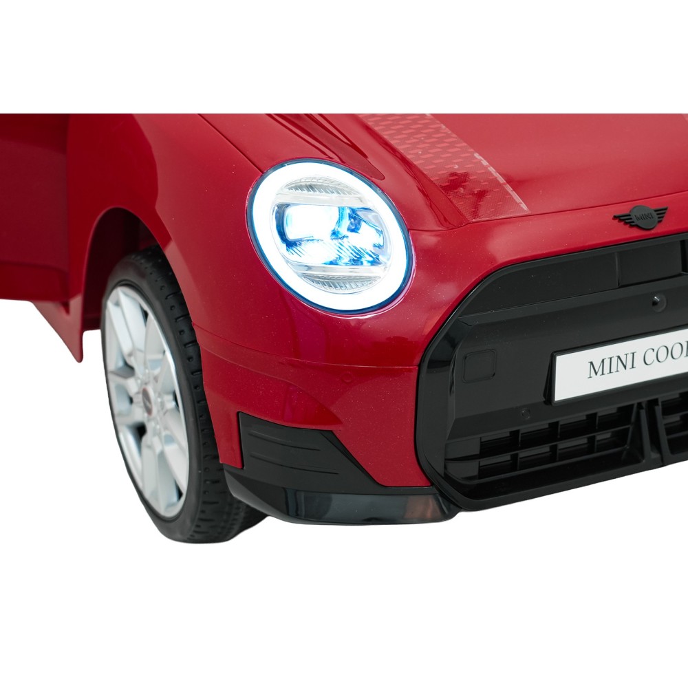 JOKO Elektrické autíčko Mini Cooper, penové kolesá, kožené sedadlo, červené