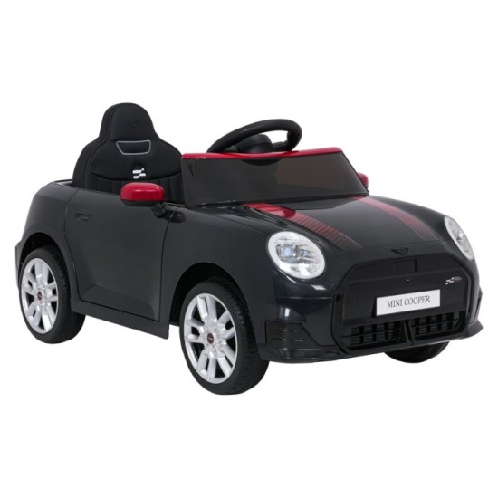 JOKO Elektrické autíčko Mini Cooper, penové kolesá, kožené sedadlo, čierne