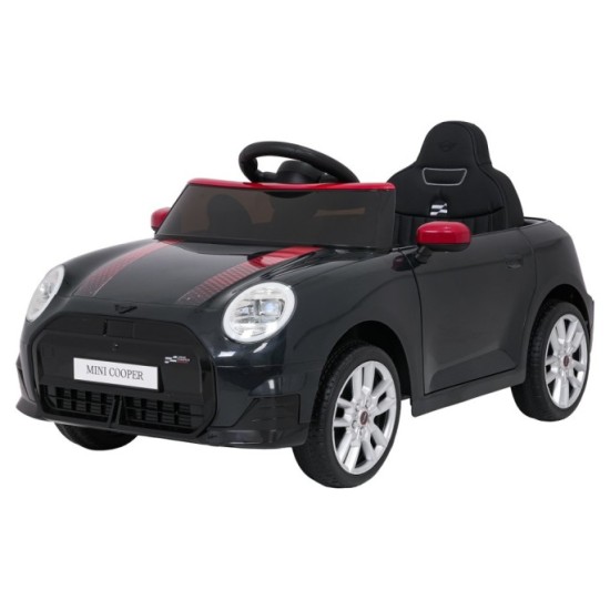 JOKO Elektrické autíčko Mini Cooper, penové kolesá, kožené sedadlo, čierne
