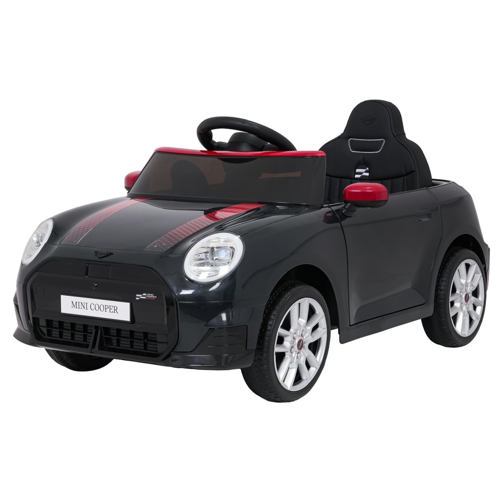 JOKO Elektrické autíčko Mini Cooper, penové kolesá, kožené sedadlo, čierne