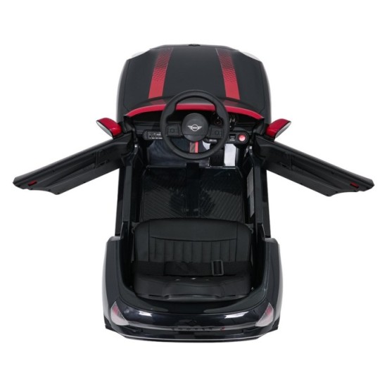 JOKO Elektrické autíčko Mini Cooper, penové kolesá, kožené sedadlo, čierne