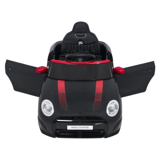 JOKO Elektrické autíčko Mini Cooper, penové kolesá, kožené sedadlo, čierne