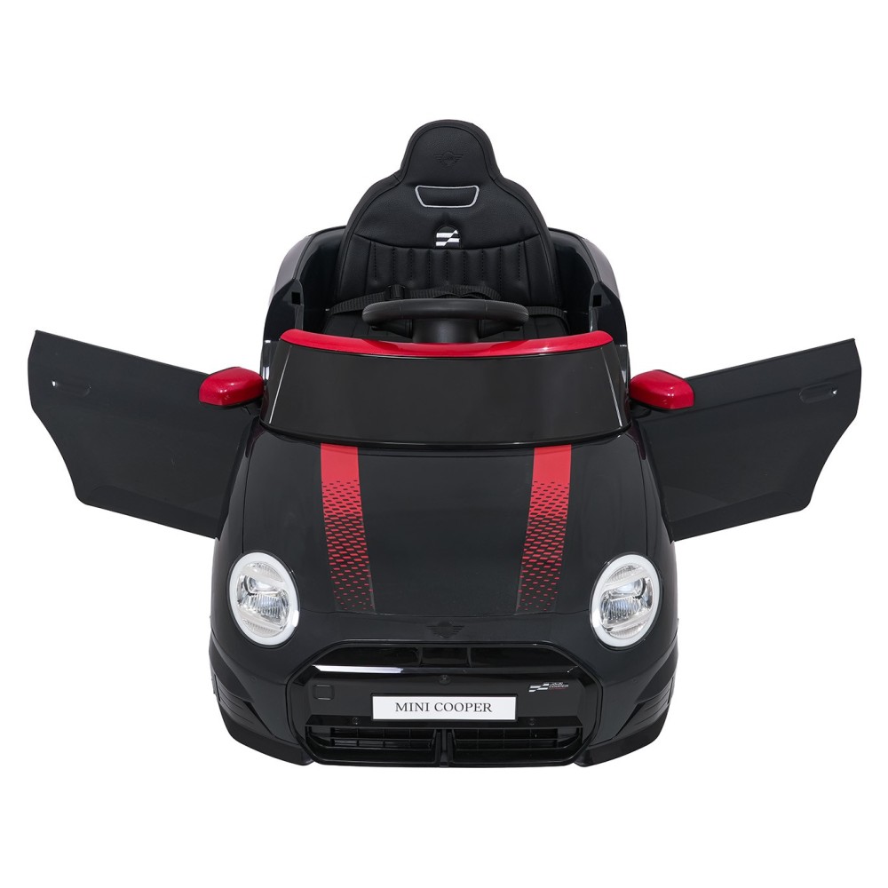 JOKO Elektrické autíčko Mini Cooper, penové kolesá, kožené sedadlo, čierne