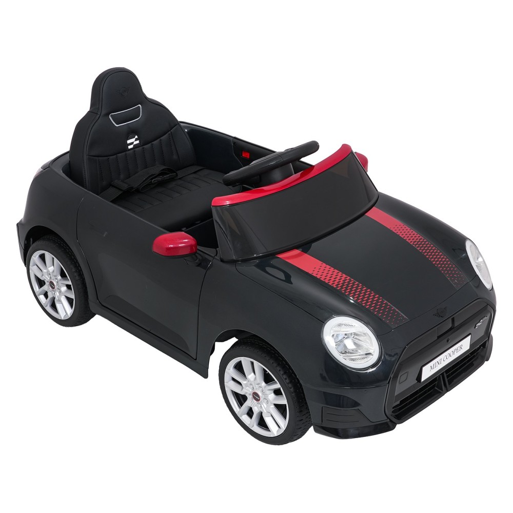 JOKO Elektrické autíčko Mini Cooper, penové kolesá, kožené sedadlo, čierne