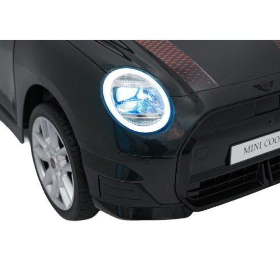 JOKO Elektrické autíčko Mini Cooper, penové kolesá, kožené sedadlo, čierne