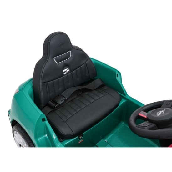 JOKO Elektrické autíčko Mini Cooper, penové kolesá, kožené sedadlo, zelené