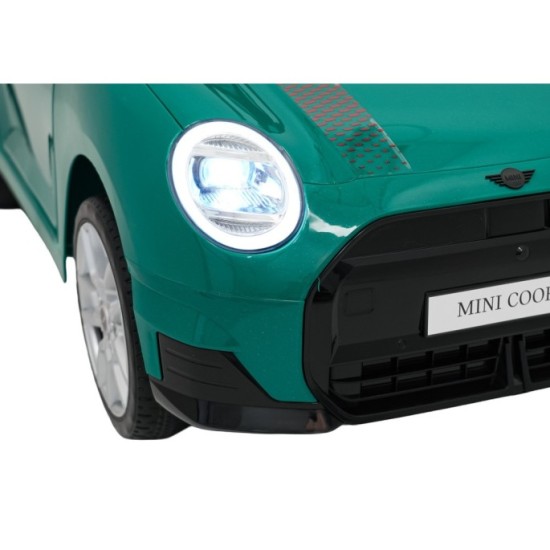 JOKO Elektrické autíčko Mini Cooper, penové kolesá, kožené sedadlo, zelené