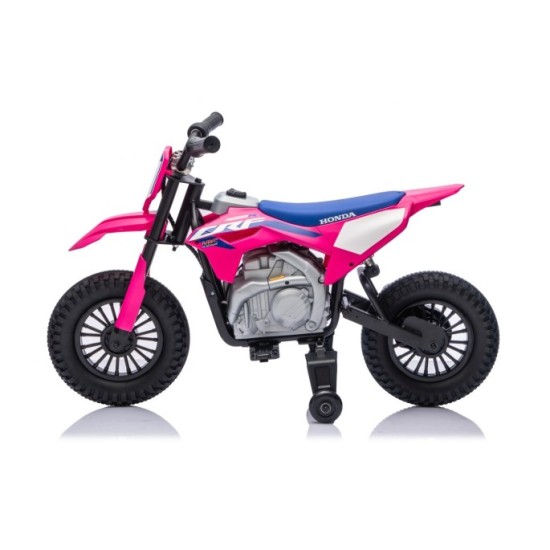 JOKO Elektrická Motorka HONDA CFR450R, penové kolesá, kožené sedadlo, ružová