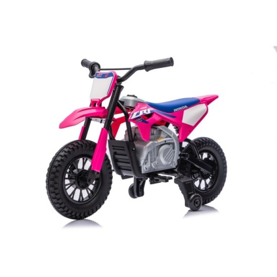 JOKO Elektrická Motorka HONDA CFR450R, penové kolesá, kožené sedadlo, ružová