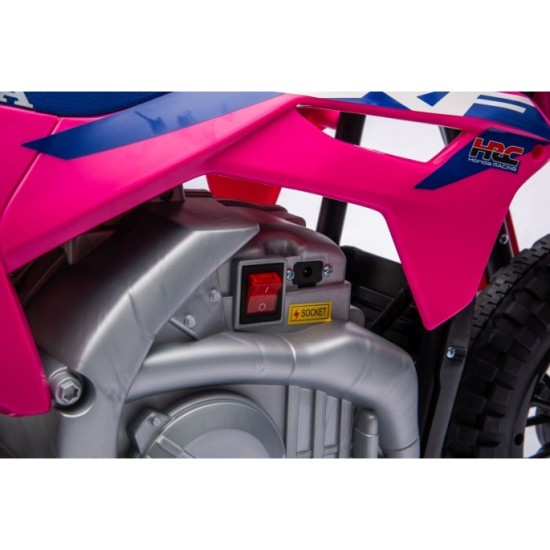 JOKO Elektrická Motorka HONDA CFR450R, penové kolesá, kožené sedadlo, ružová