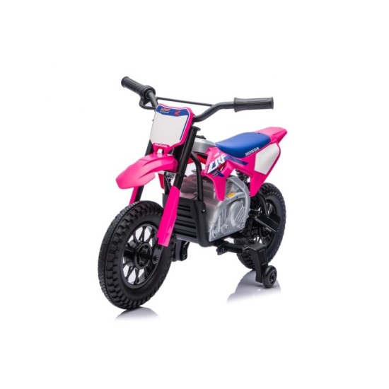 JOKO Elektrická Motorka HONDA CFR450R, penové kolesá, kožené sedadlo, ružová