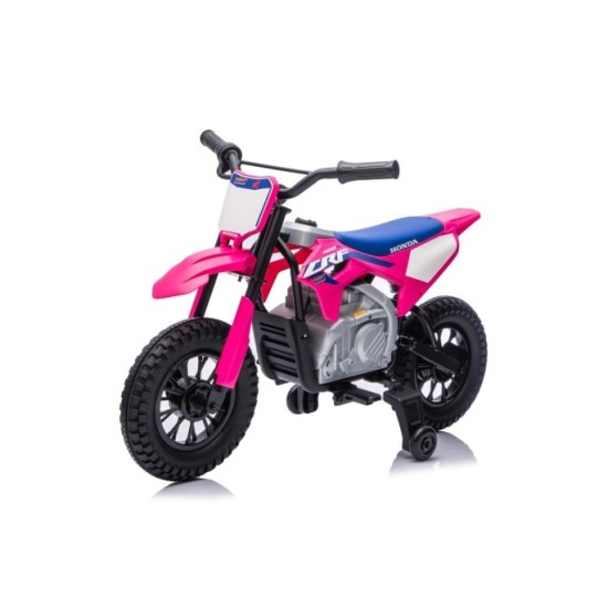 JOKO Elektrická Motorka HONDA CFR450R, penové kolesá, kožené sedadlo, ružová