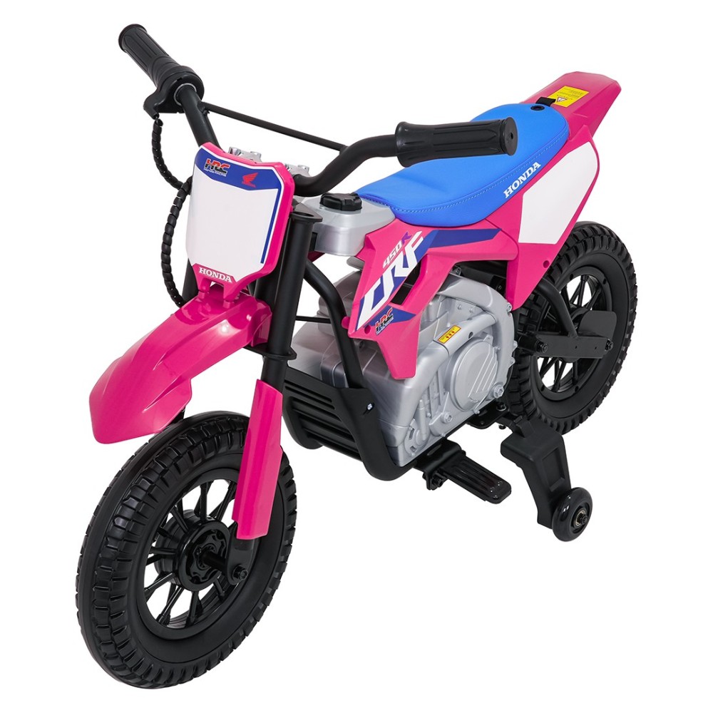 JOKO Elektrická Motorka HONDA CFR450R, penové kolesá, kožené sedadlo, ružová