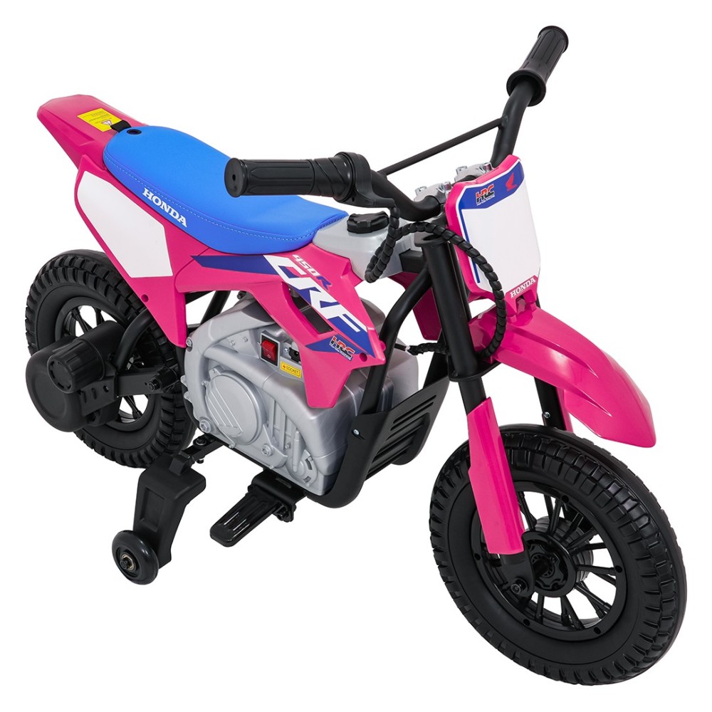 JOKO Elektrická Motorka HONDA CFR450R, penové kolesá, kožené sedadlo, ružová