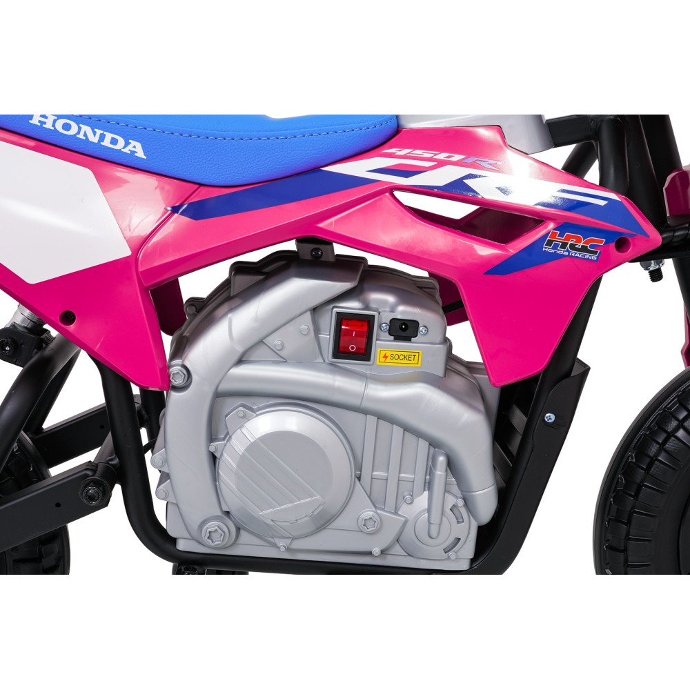 JOKO Elektrická Motorka HONDA CFR450R, penové kolesá, kožené sedadlo, ružová