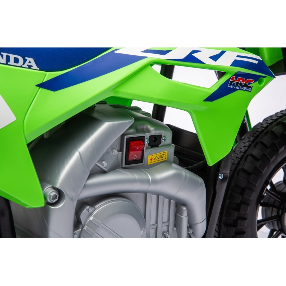 JOKO Elektrická Motorka HONDA CFR450R, penové kolesá, kožené sedadlo, zelená