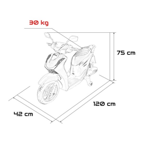 JOKO Elektrická Motorka Skúter HONDA SH125I, penové kolesá, kožené sedadlo, biela