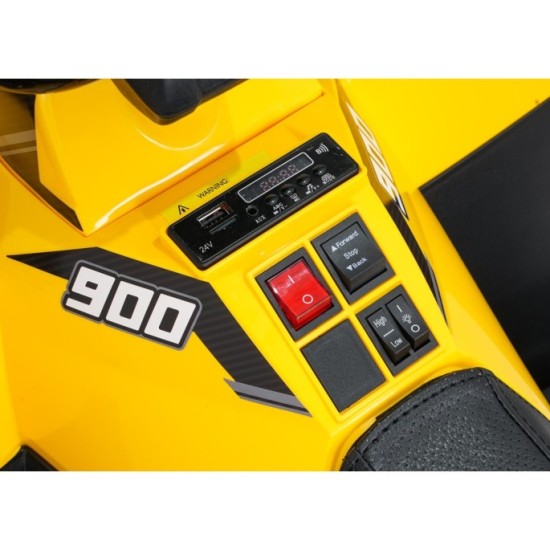 JOKO Elektrická štvorkolka WOLF 4x200W ATV, penové kolesá, kožené sedadlo, nosnosť 60kg, diaľkové ovládanie, žltá