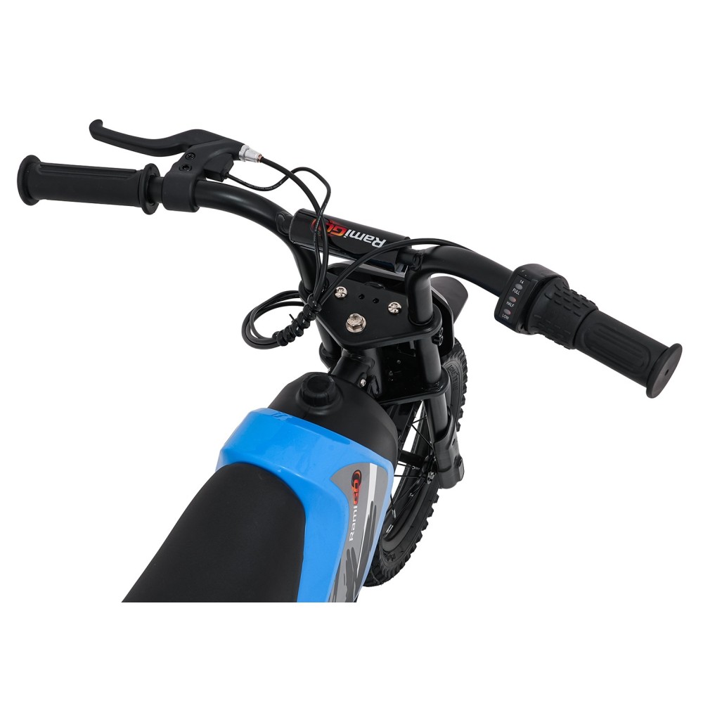 RAMIGO Elektrická Motorka SHARK 150W 24V Li-ion, rýchlosť 15 km/h, nafukovacie kolesá, nosnosť 40kg, modrá