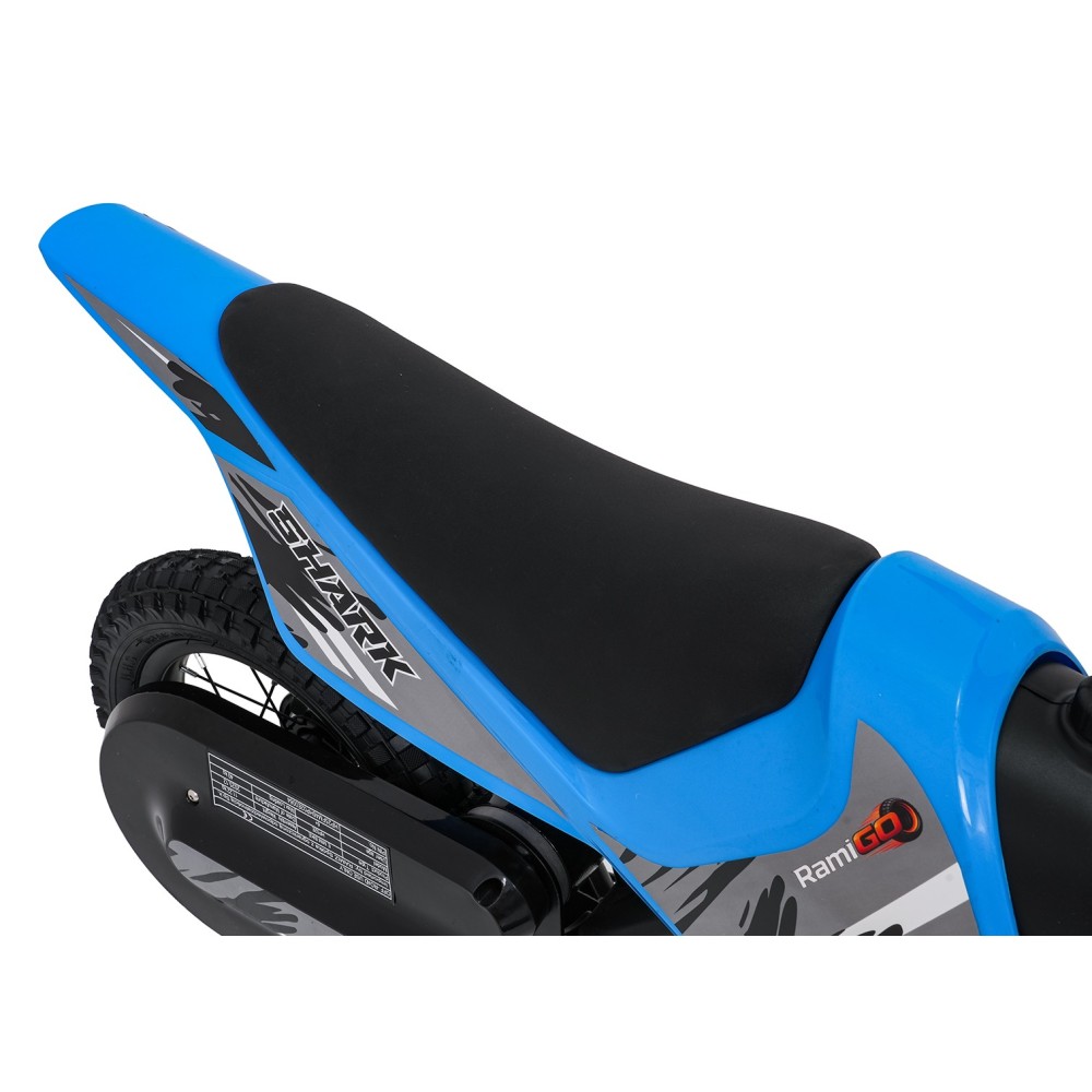 RAMIGO Elektrická Motorka SHARK 150W 24V Li-ion, rýchlosť 15 km/h, nafukovacie kolesá, nosnosť 40kg, modrá